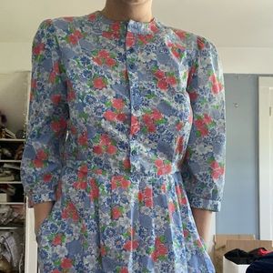 Vintage Tanner of North Carolina Sundress Fits 4/6 Floral Pockets Puff Sleeve
